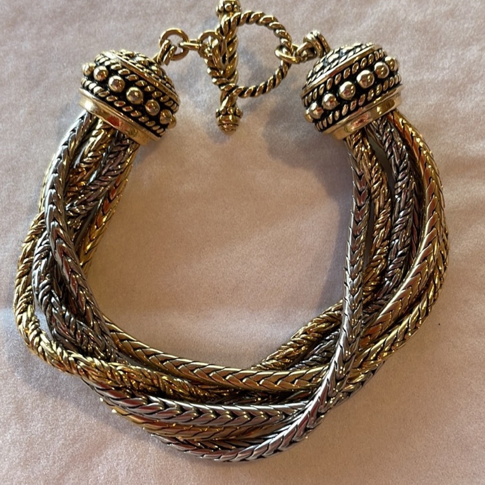 Lia Sophia Kiam Family Sig Collection Mixed Metals Roped Toggle Clasp Bracelet